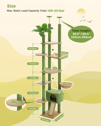Cactus Cat Tree Floor to Ceiling Cat Tower