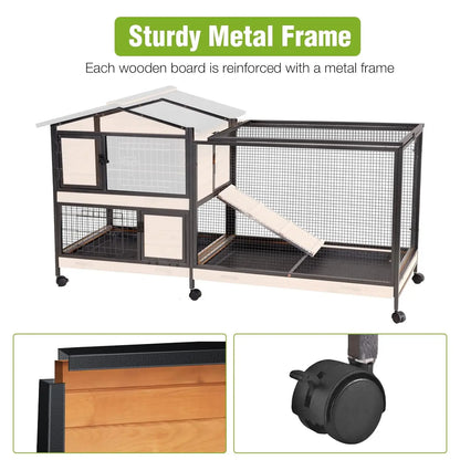 2-Story Rabbit Hutch with Full Metal Frame - 62"