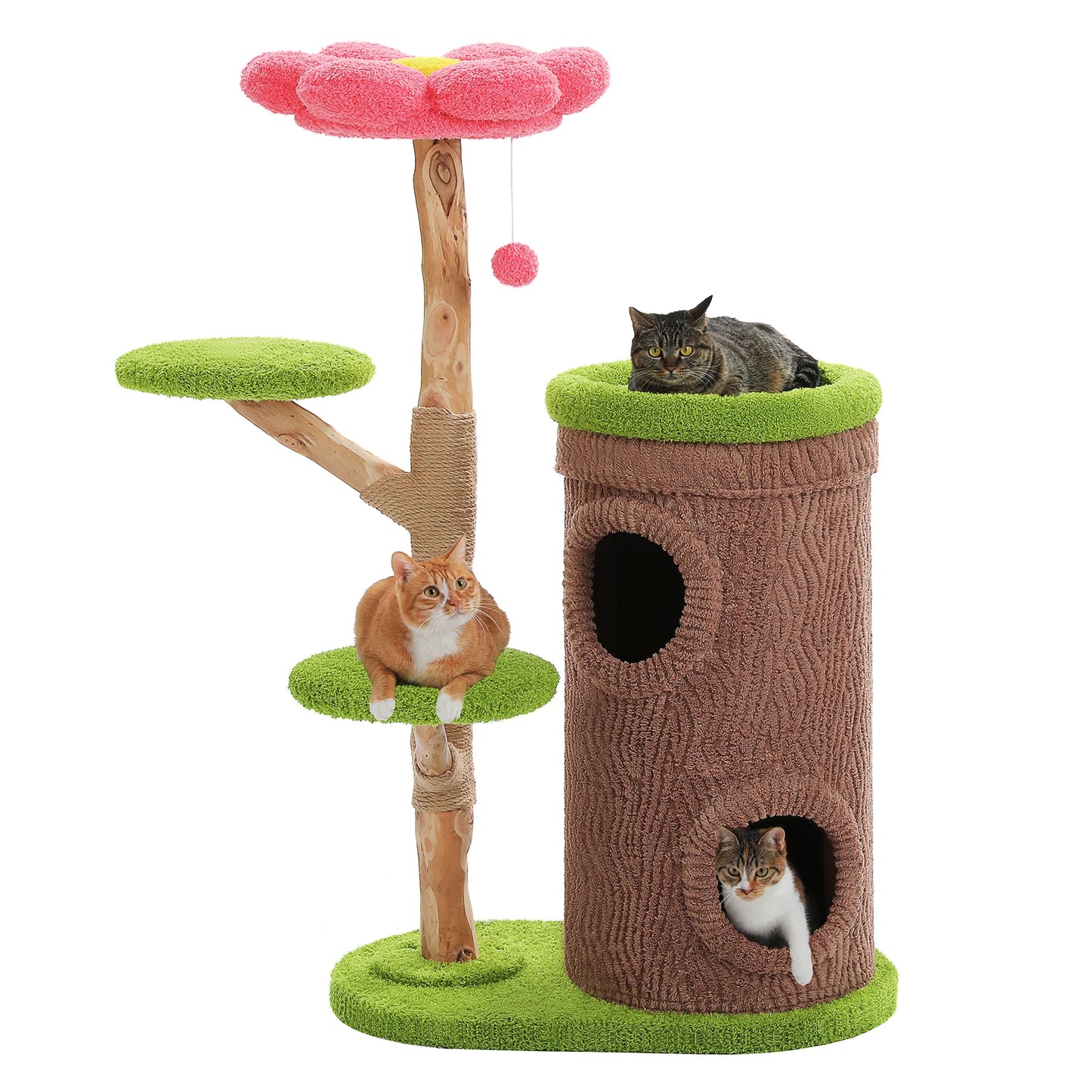 Large Cat Tree with 4 Spacious Condos Top Bed
