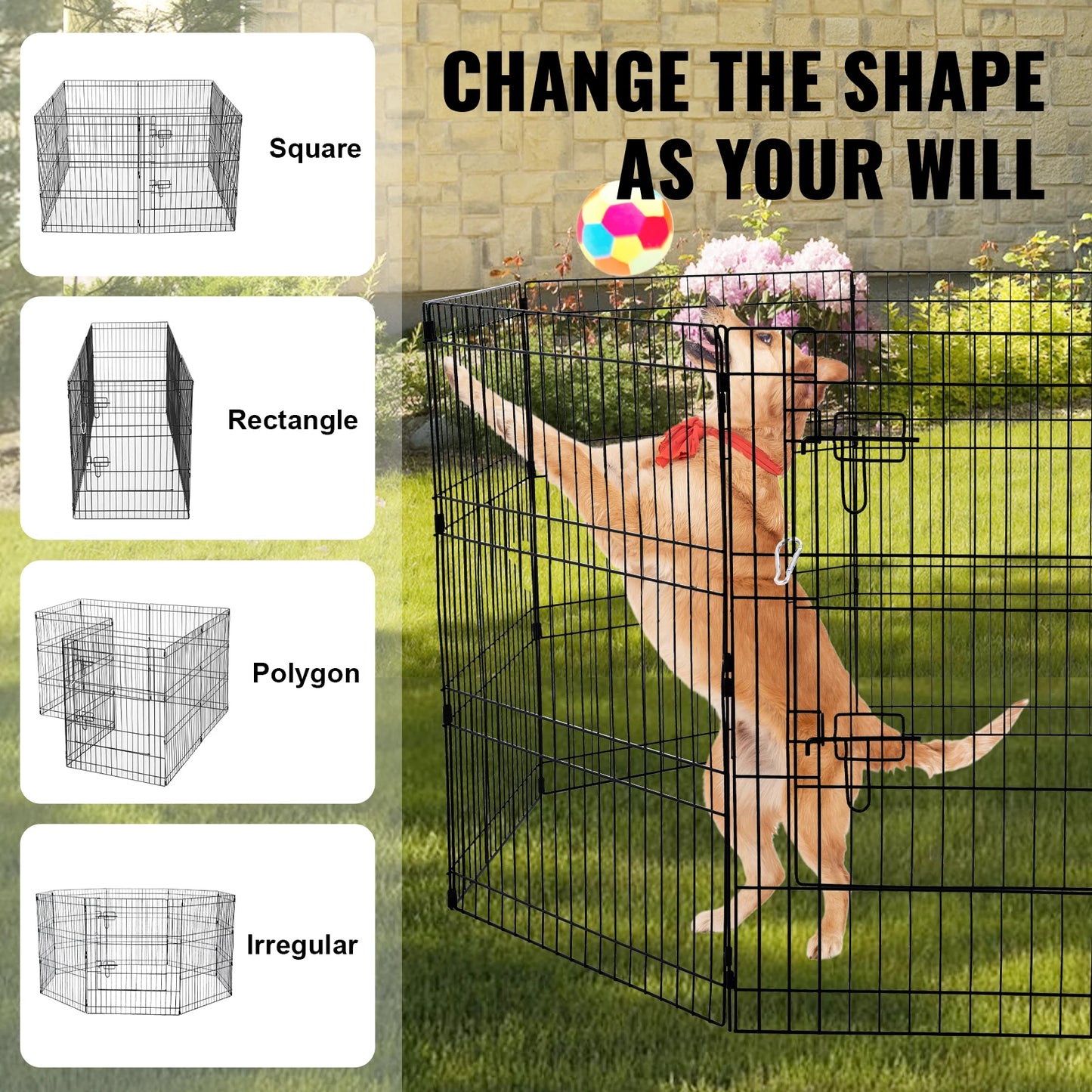 Dog Playpen Foldable Metal Exercise Indoor/ Outdoor