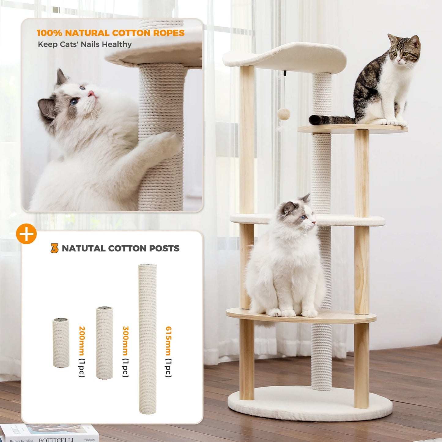 Cat Tree Tower Furniture Wooden with Scratching Post