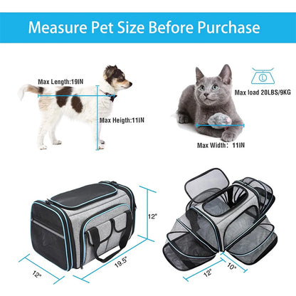 Airline-Approved Expandable Pet Carrier for Small Dogs & Cats