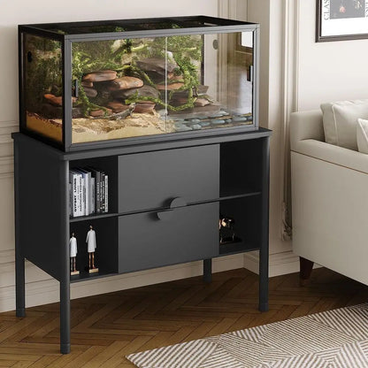 120 Gallon Large Reptile Enclosure, 48x24x24 Inches Glass Terrarium