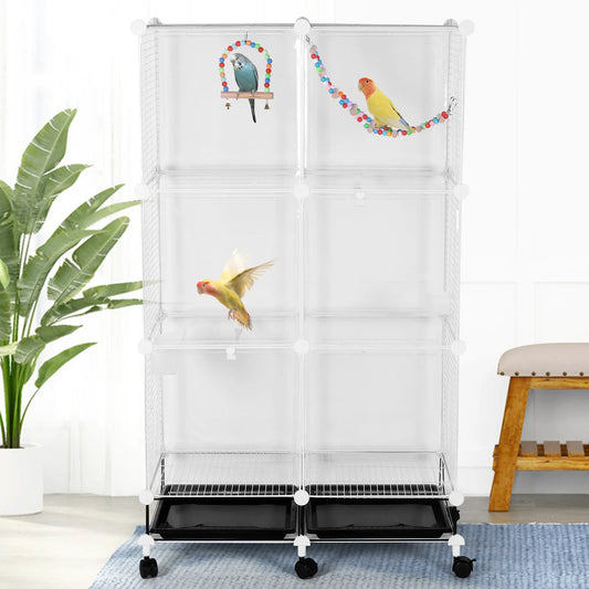 Big Bird Metal Parrot Cage w/Universal Wheel with Stand