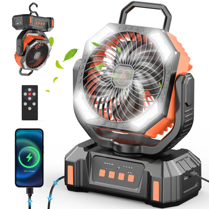 Camping Fan, Remote & LED Lantern for Tent