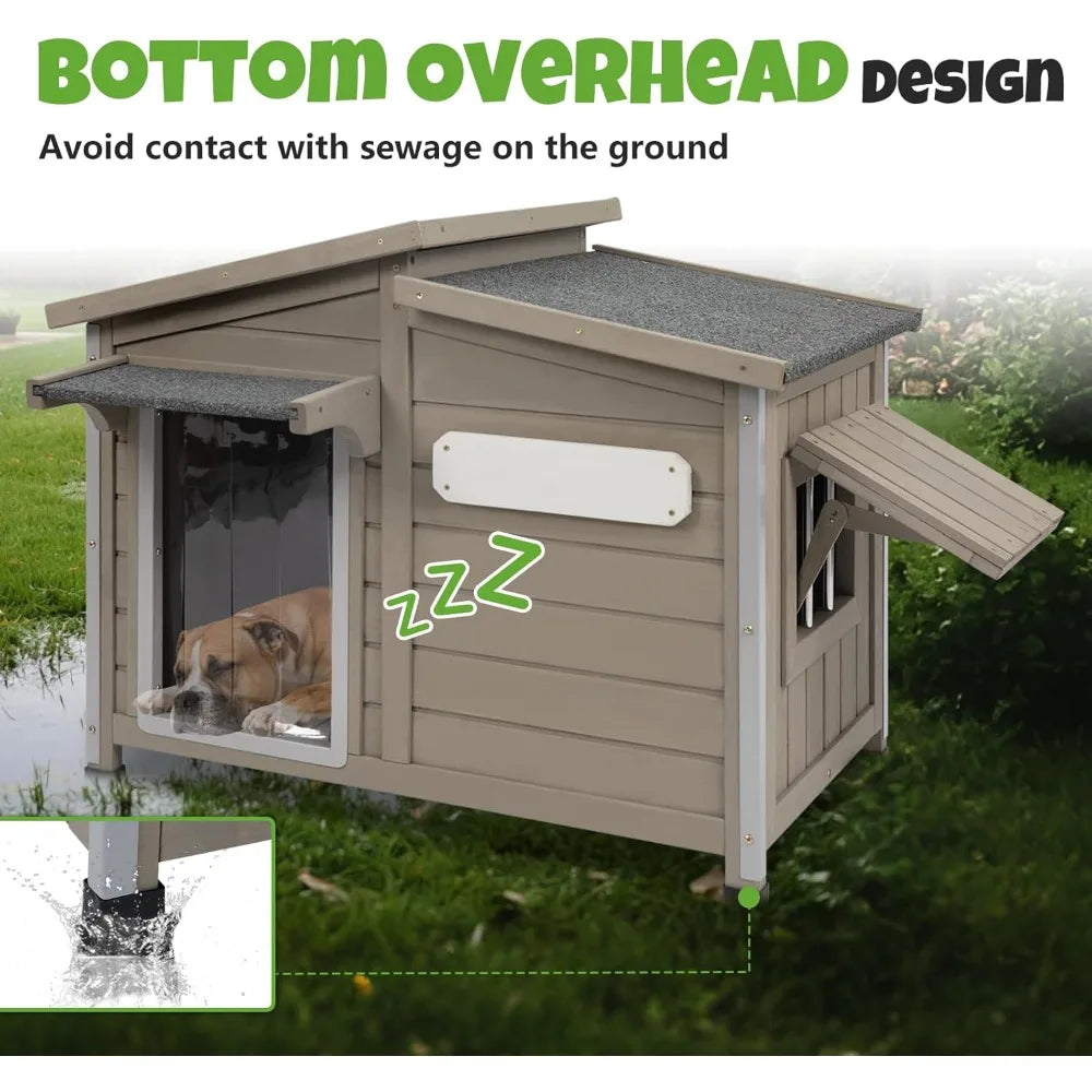 Large Outdoor Wooden Dog House, Weatherproof