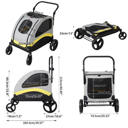 Large Dog Stroller 4 Wheel Pet Trolley