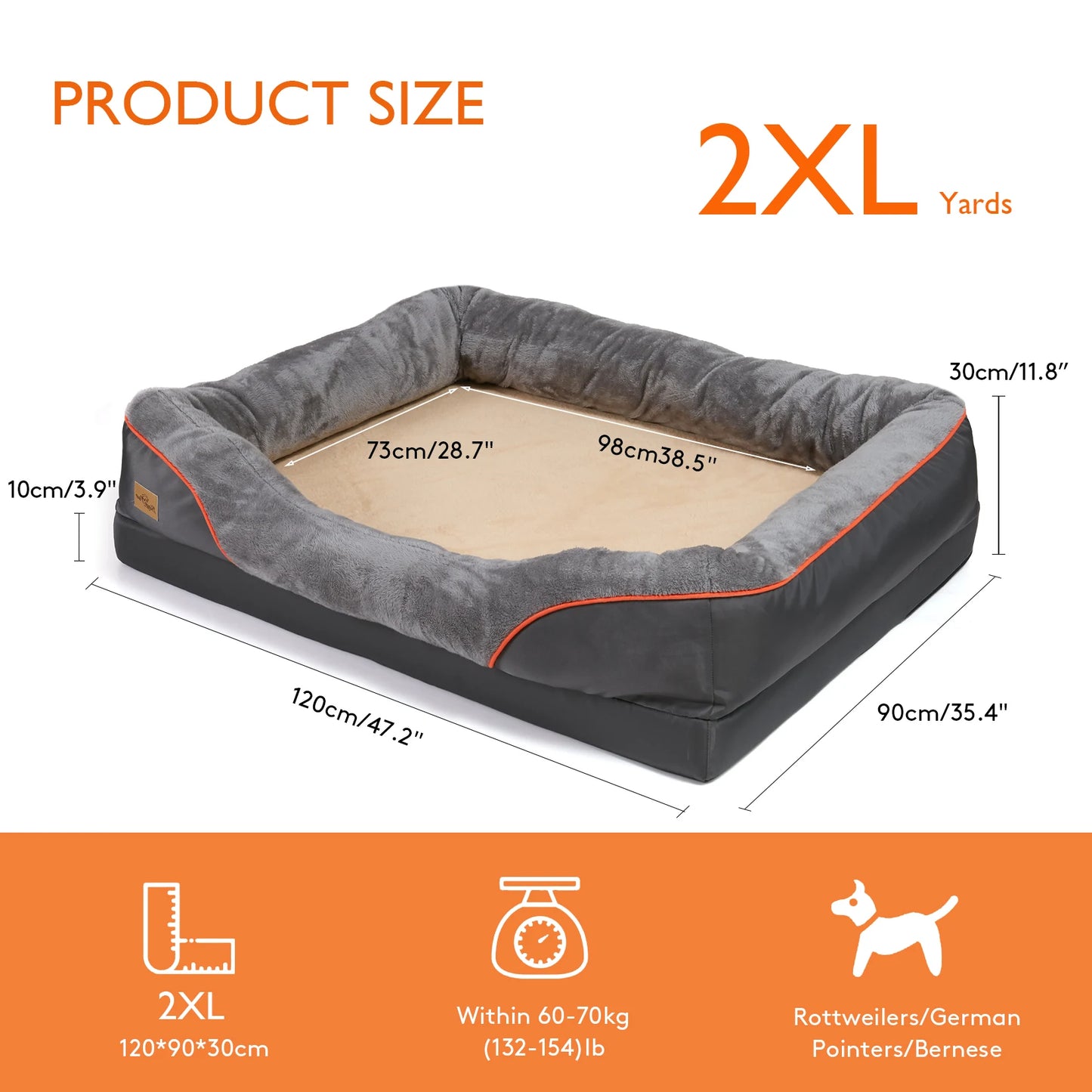 Jumbo Large Orthopedic Dog Bed Memory Foam