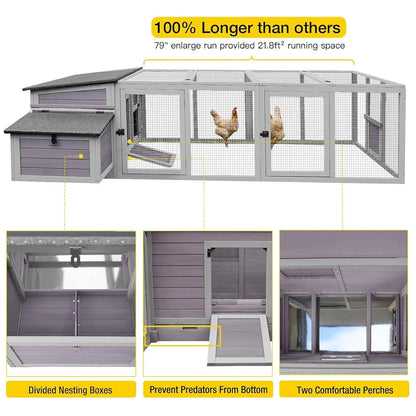 Large Wooden Chicken Coop for 4-6 Hens