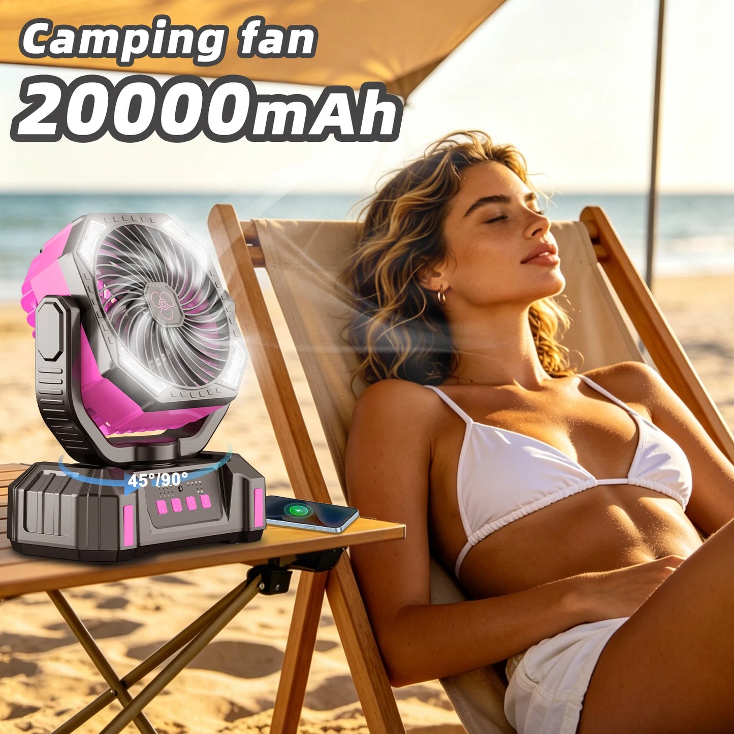 Camping Fan, Remote & LED Lantern for Tent