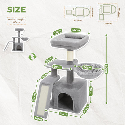 Cat tree Tower for Indoor Cats, Scratching Posts, Hammock, Top Perch