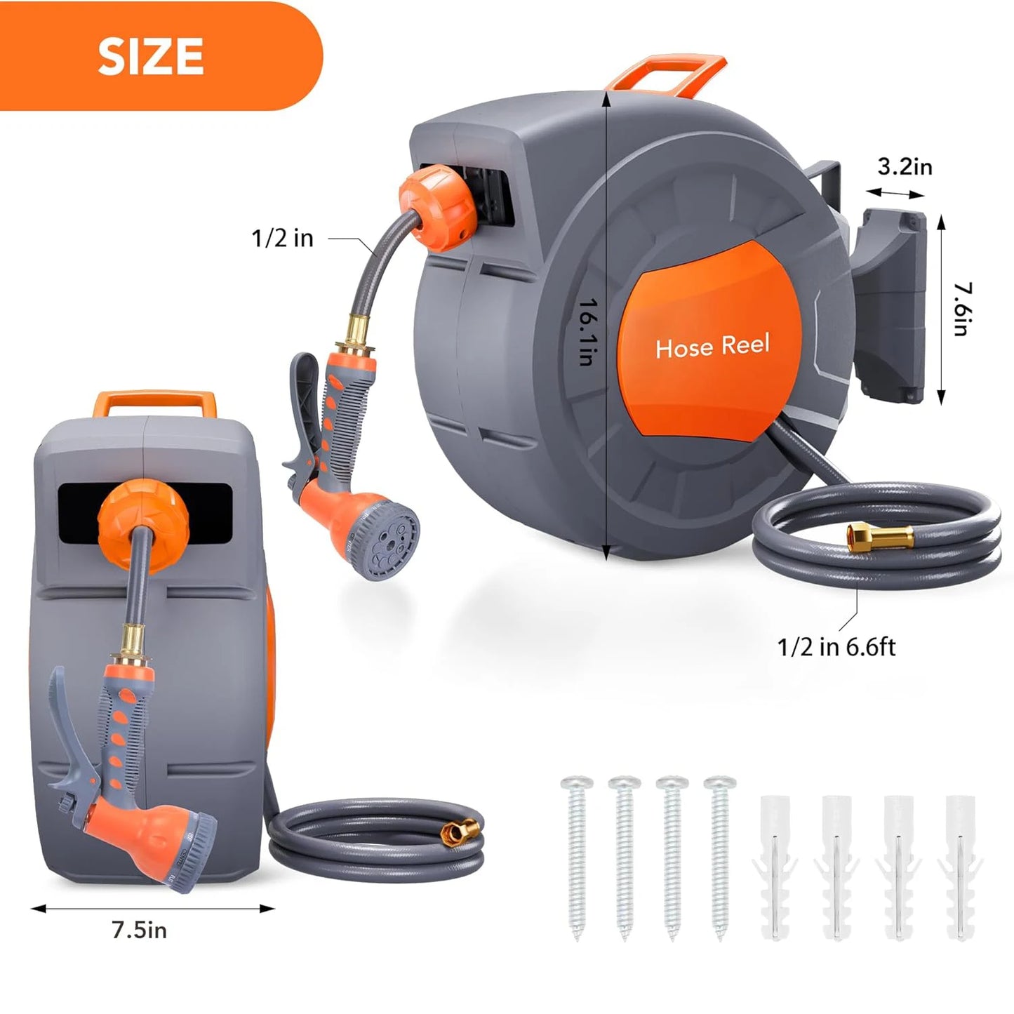 Retractable Garden Hose Reel 1/2 In x 100 FT