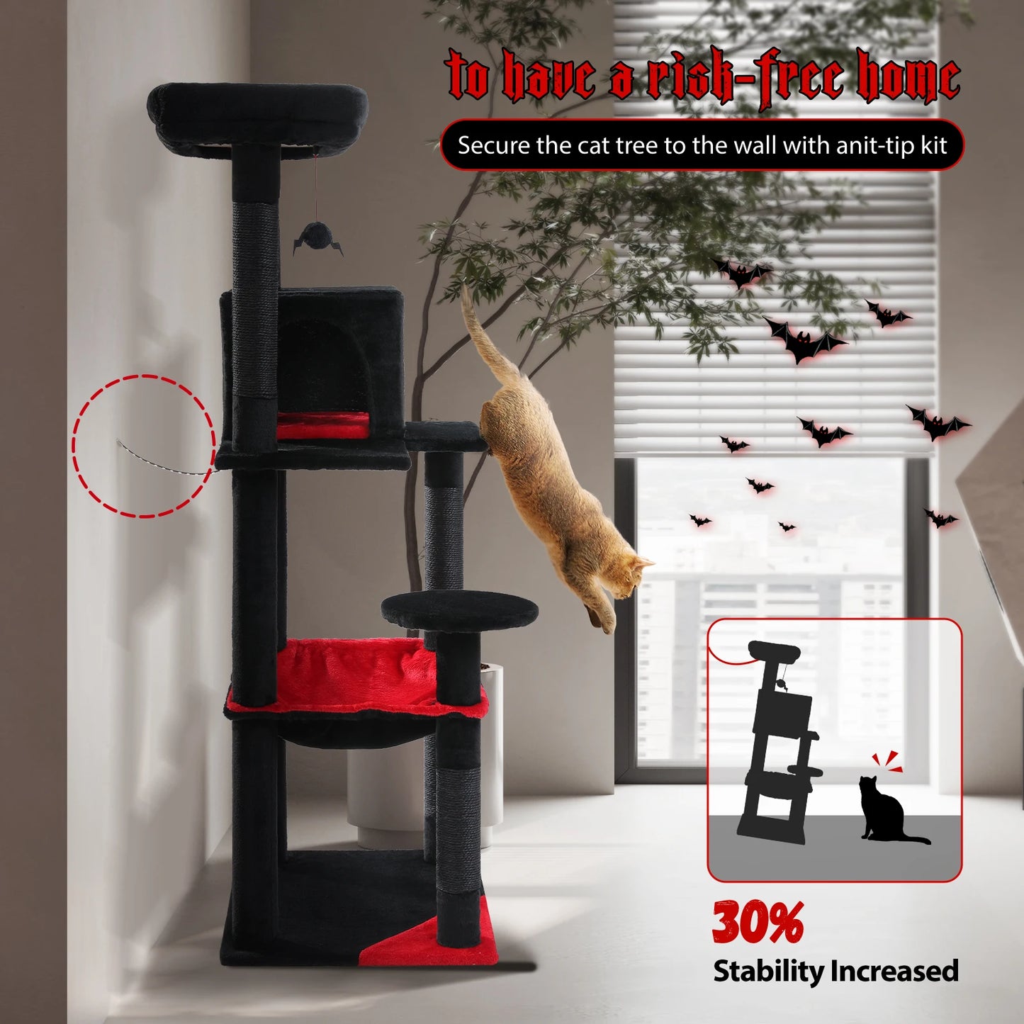 Gothic Cat Tree Tower for Indoor Cats