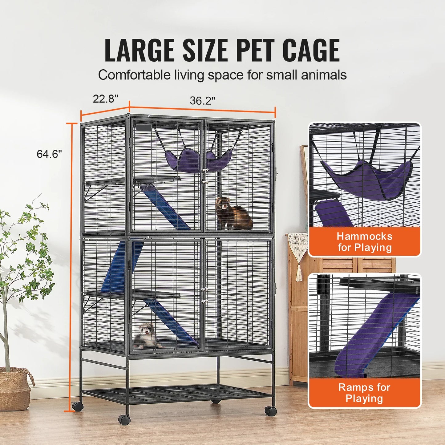 Rolling Metal Ferret Cage Large 4-Tier Critter