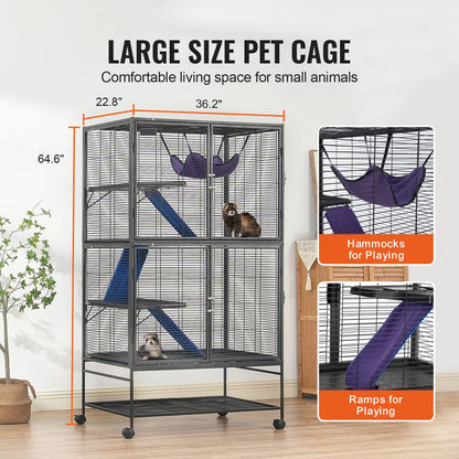 Rolling Metal Ferret Cage Large 4-Tier Critter