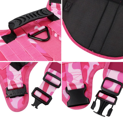Military Pink Camouflage Dog Harness For Large Medium