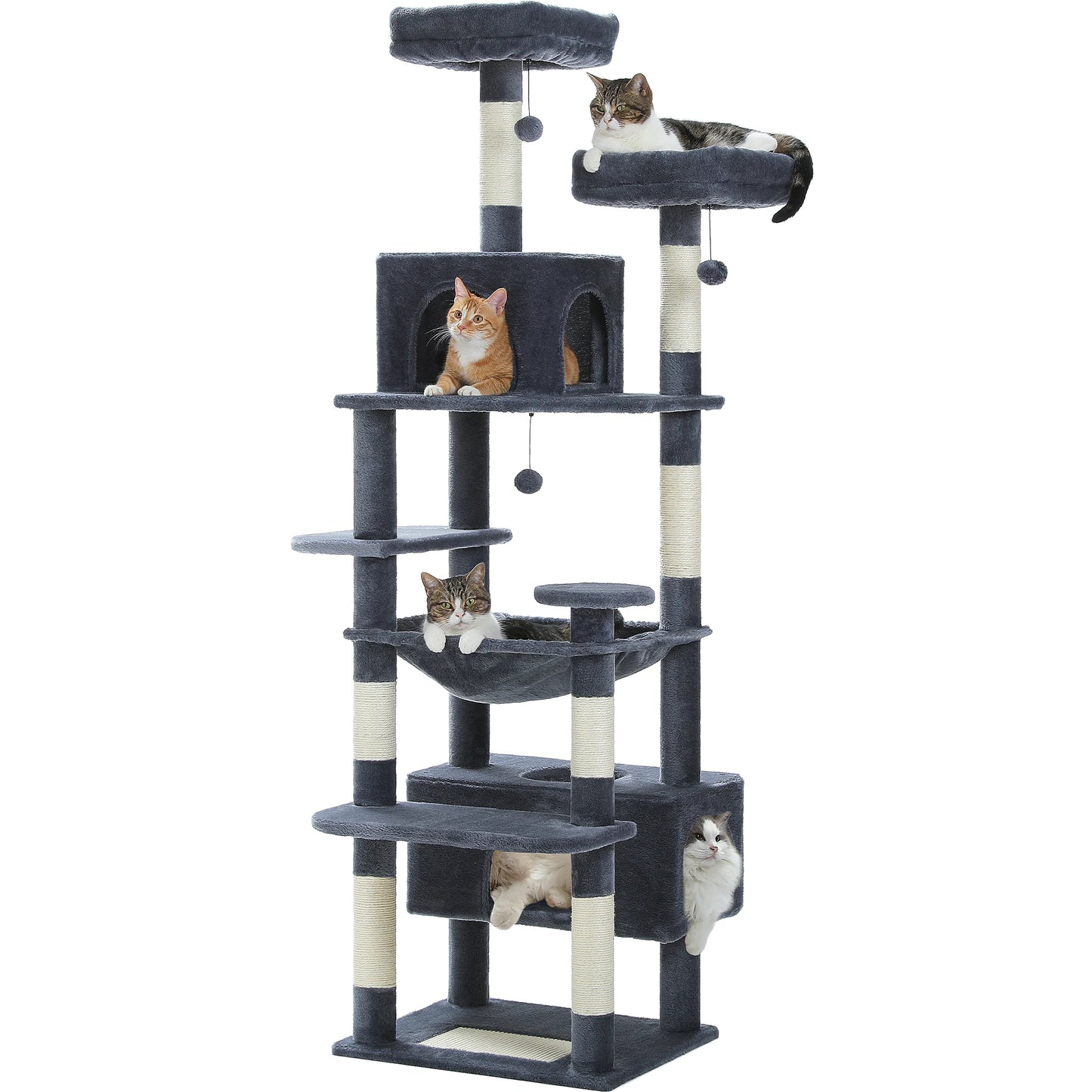 Cat Tree Tower W/ Scratching Posts& Hammock, Condo, Perch, Dangling Balls