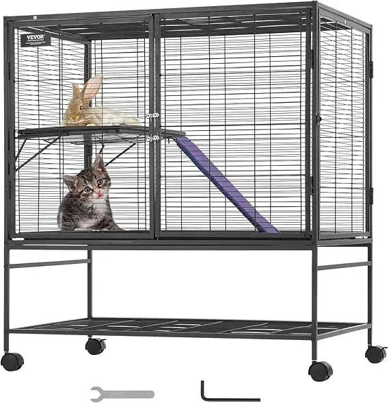 Rolling Metal Small Animal Cage with Ramps & Tray