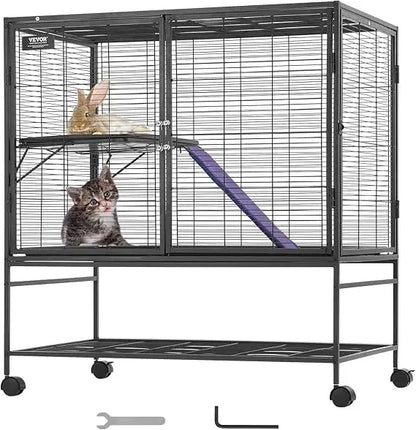 Rolling Metal Small Animal Cage with Ramps & Tray