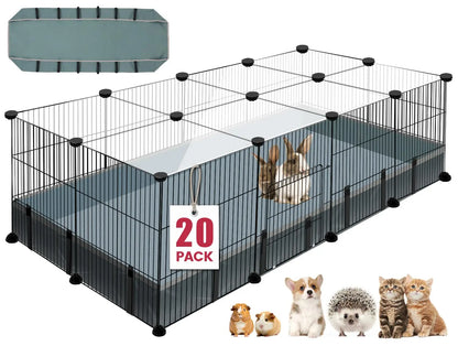 12 Panels Small Animal Playpen, 48" x 24" x 16" with Waterproof Mat