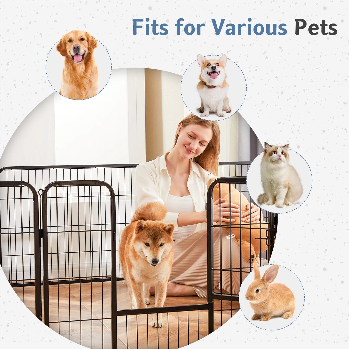 Metal 8 Panels Dog Playpen Fence 24 Inch to 32 Inch