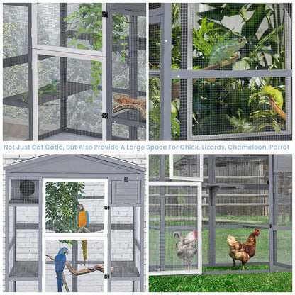Outdoor Cat Enclosure 71in Height Large Front Door
