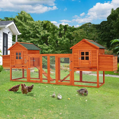 Chicken Coop for 10 Chickens with Run, Nesting Boxes,