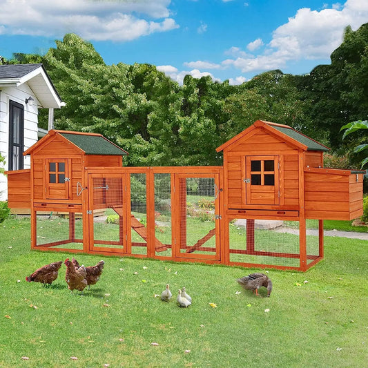 Chicken Coop for 10 Chickens with Run, Nesting Boxes,