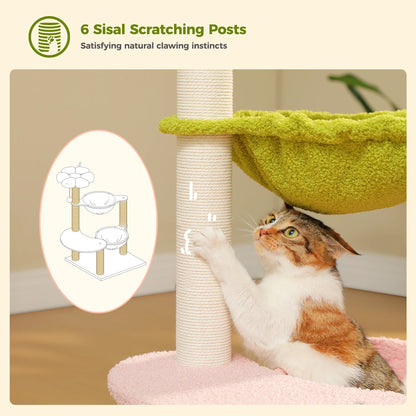 Flower Cat Tree with 2 Cozy Hammocks