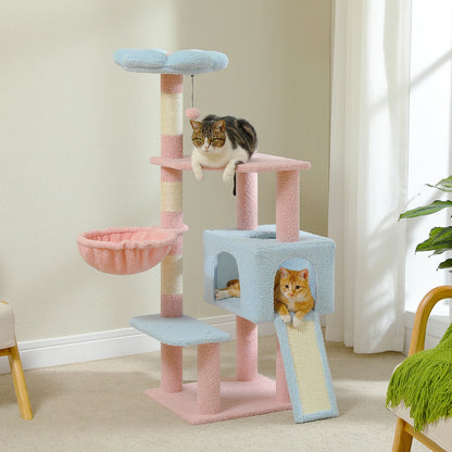 Cat Tree Tower with, Hammock, Ramp, Perch, Condo