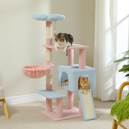 Cat Tree Tower with, Hammock, Ramp, Perch, Condo