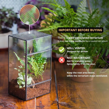 Black Glass Terrarium with Door and Mesh