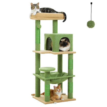 Cat Tree Tower with Metal Frame Hammock, Condo