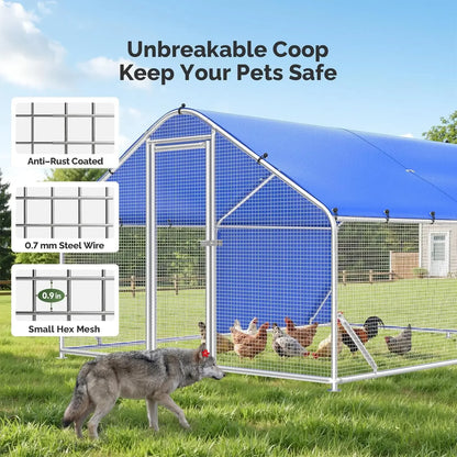 Large Metal Chicken Coop with Galvanized Hardware Cloth