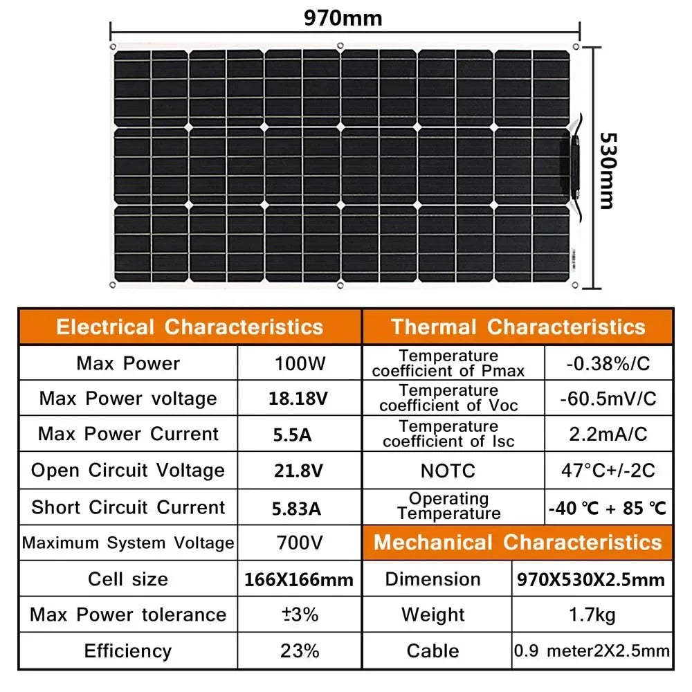 12V Flexible Solar Panel 600W 100W 200W 300W 400W 500W