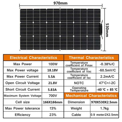 12V Flexible Solar Panel 600W 100W 200W 300W 400W 500W