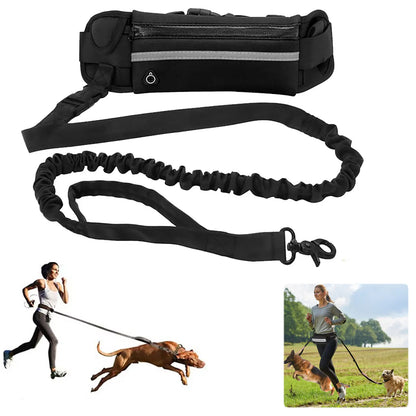 Hands Free Reflective Dog Leash Waist Bag Retractable