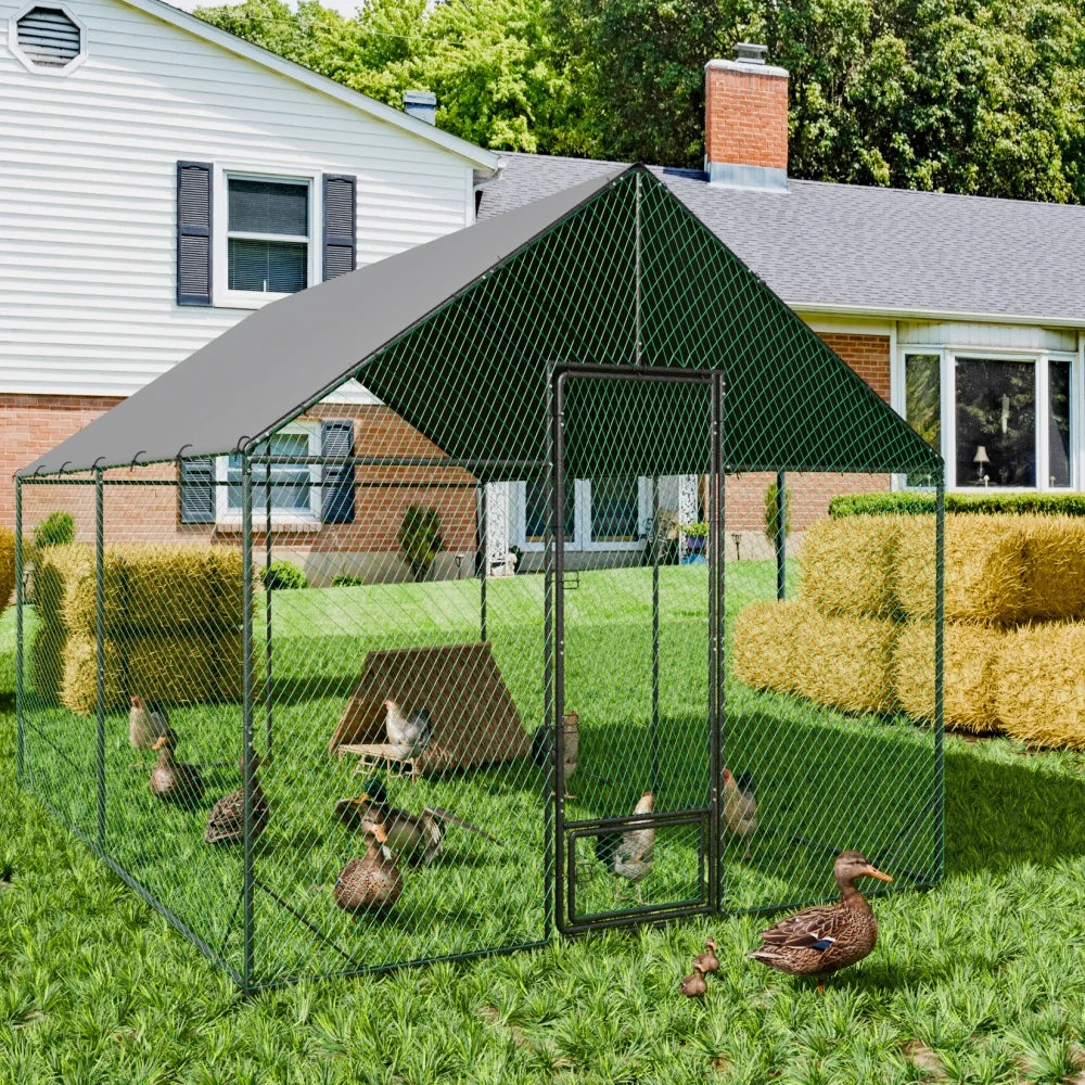 Heavy Duty XXL XL L Upgrade Chicken Coop Metal Chicken Run Walkin Poultry Habitat Cage with Nylon Netting Waterproof Cover