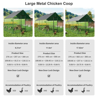 Heavy Duty XXL XL L Upgrade Chicken Coop Metal Chicken Run Walkin Poultry Habitat Cage with Nylon Netting Waterproof Cover