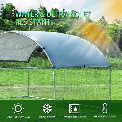 Metal Round Top Chicken Coop Cover Outdoor Run 25x9x6.5ft