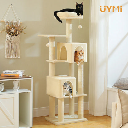 Cat Tree Tower with 2 Condos, Scratching Posts, Perch