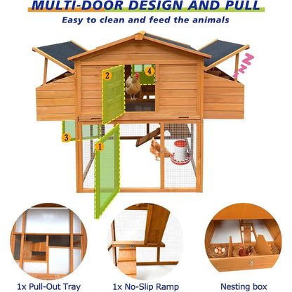 Sturdy Outdoor Chicken Coop with Two Nesting Boxes