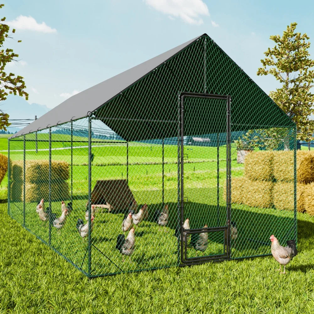 Heavy Duty XXL XL L Upgrade Chicken Coop Metal Chicken Run Walkin Poultry Habitat Cage with Nylon Netting Waterproof Cover