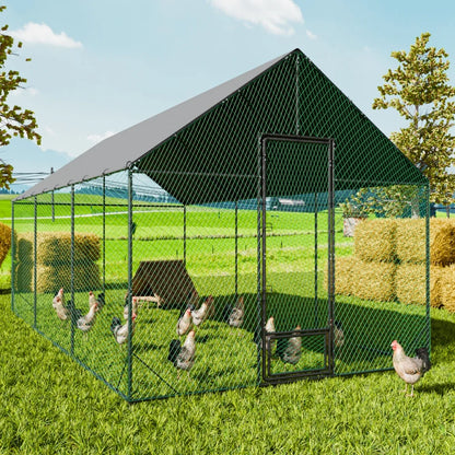 Heavy Duty XXL XL L Upgrade Chicken Coop Metal Chicken Run Walkin Poultry Habitat Cage with Nylon Netting Waterproof Cover