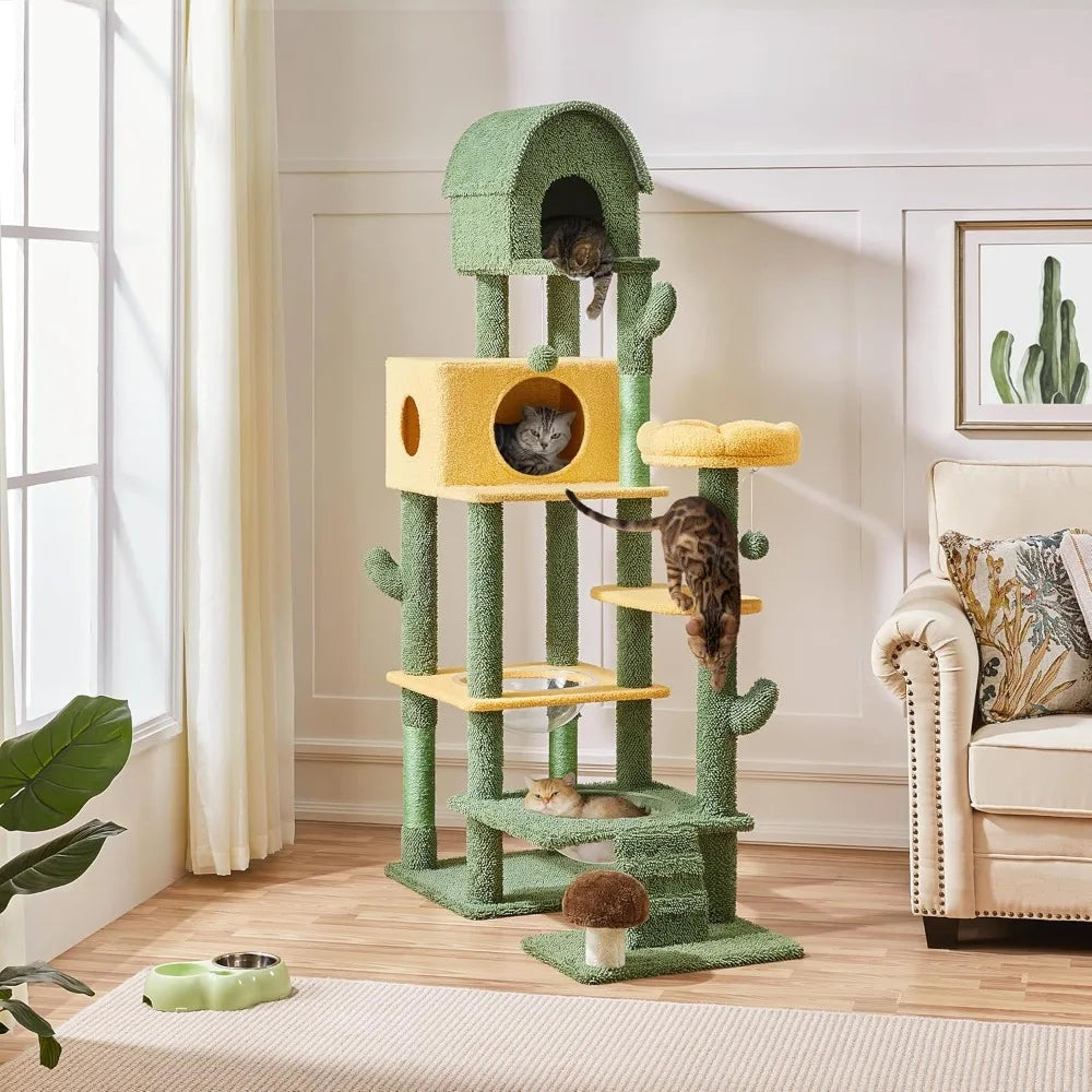 68.5in Cactus Cat Tree, Multi-Level Tower