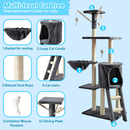 Cat Tower w/ Cozy Beds, House, Scratching Post