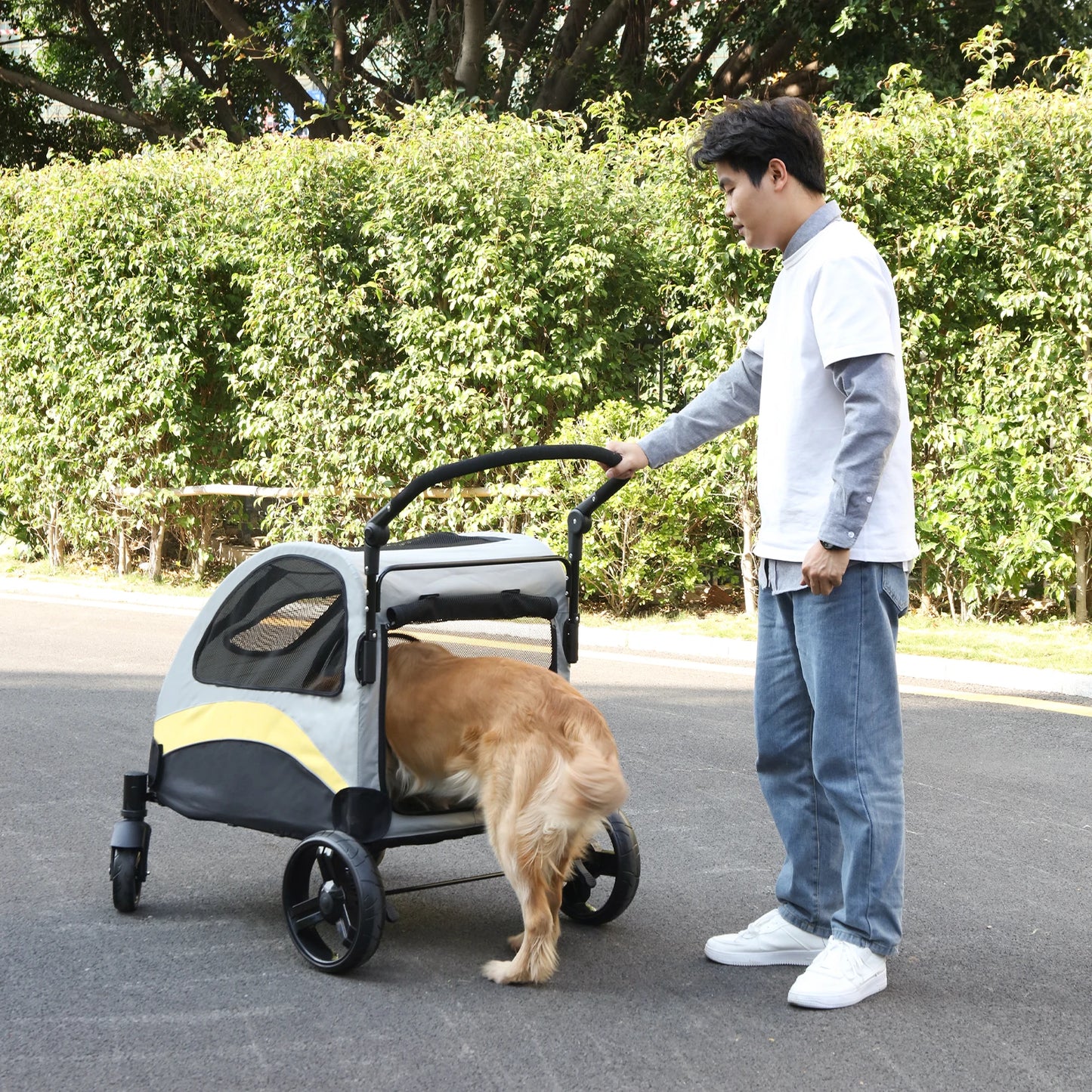 Portable Large Dog Stroller 4 Wheels