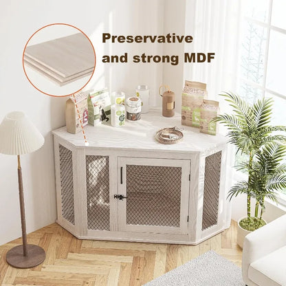 Corner Dog Crate Furniture,52 inch Decorative Pet Crate