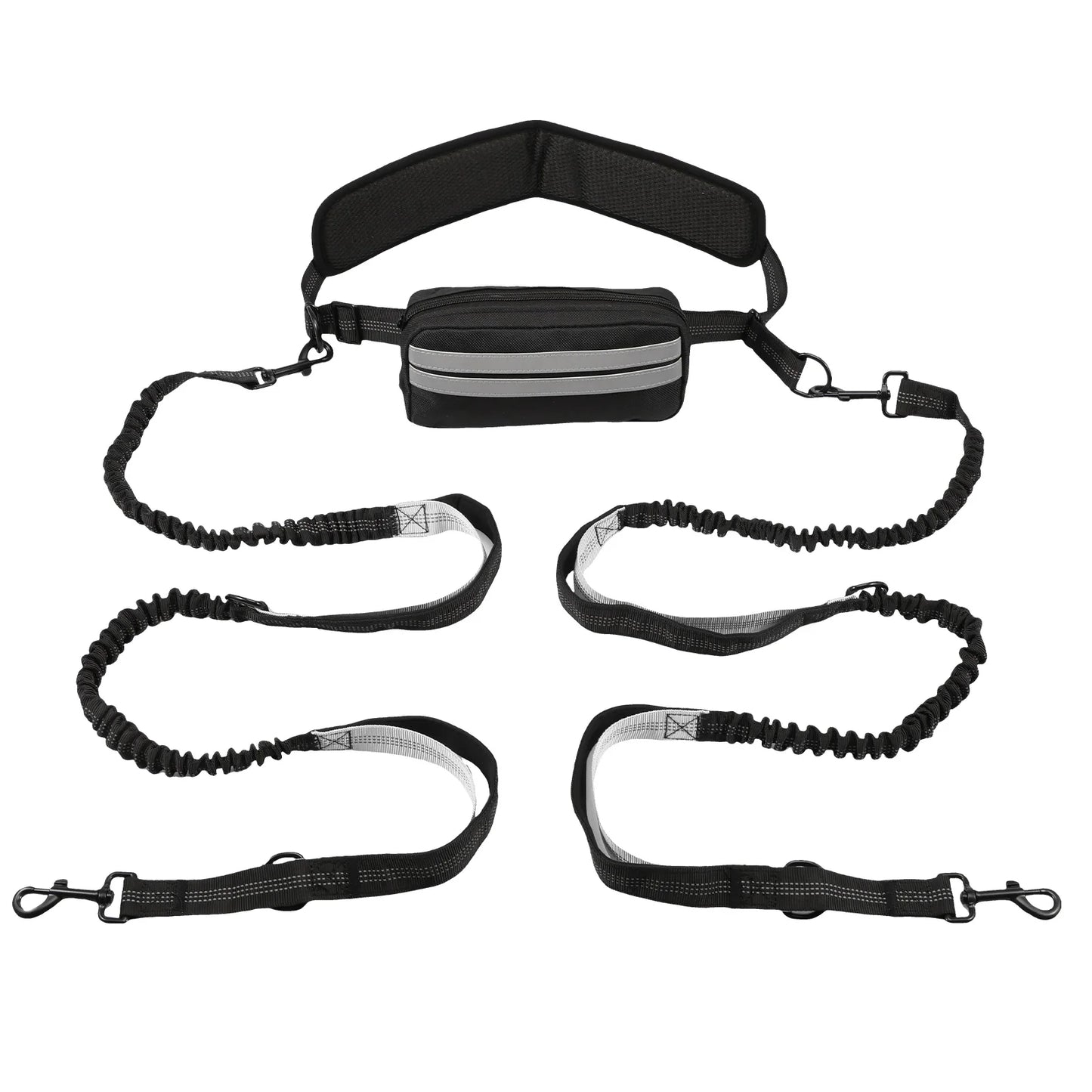 Hands Free Reflective Dog Leash Waist Bag Retractable