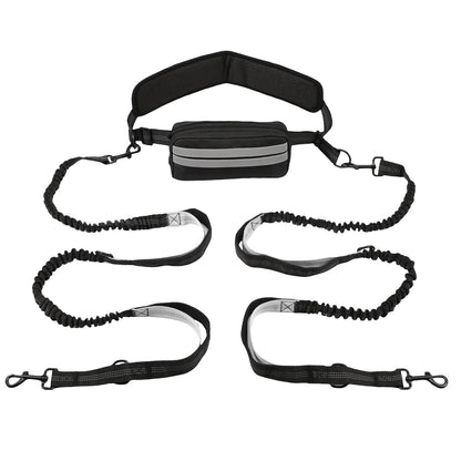 Hands Free Reflective Dog Leash Waist Bag Retractable
